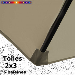 Parasol Lacanau Soie Grège 2x3 Bois : détail de la toile