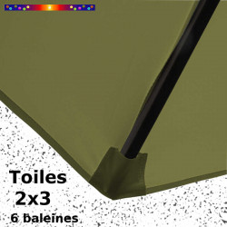 Parasol Lacanau Vert Lichen 2x3 Bois : détail de la toile