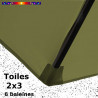 Parasol Lacanau Vert Lichen 2x3 Bois : détail de la toile