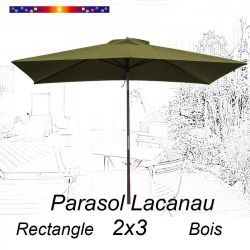Parasol Lacanau Vert Lichen 2x3 Bois : vu de face
