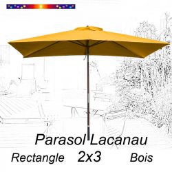 Parasol Lacanau Jaune Tournesol 2x3 Bois : vu de face