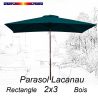 Parasol Lacanau Bleu Ocean 2x3 Bois : vu de face