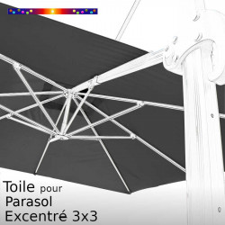 Toile CARREE 3x3 Excentrée Gris Souris pour remplacement du Parasol Déporté Biscarrosse
