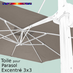 Toile Taupe CARREE 3x3 pour Parasol Déporté Biscarosse