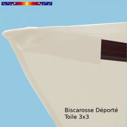 Toile Blanc Cassé CARREE 3x3 pour Parasol Déporté Biscarrosse  : détail de la fixation de la toile en bout de baleine
