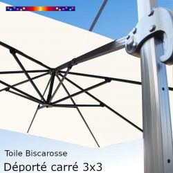 Toile Blanc Cassé CARREE 3x3 pour Parasol Déporté Biscarrosse 05