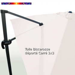 Toile Blanc Cassé CARREE 3x3 pour Parasol Déporté Biscarrosse : vue arriere du parasol