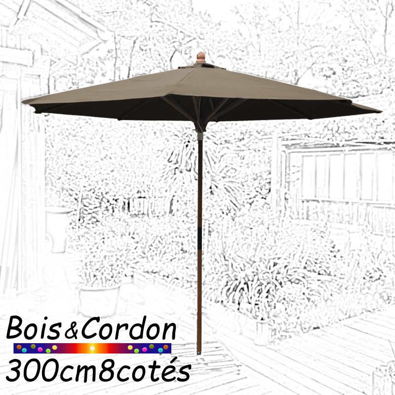 Parasol Lacanau Taupe 300 cm Bois Frene Parasol Lacanau Taupe 300 cm Bois Frene