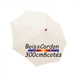 Parasol Lacanau Blanc Cassé  300 cm Frêne Bois&Cordon : Toile vue de dessus