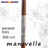 Parasol Lacanau Vert Lichen 300 cm Bois Manivelle : détail de la manivelle