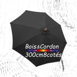 Parasol Lacanau Gris Souris 300 cm Frêne Bois&Cordon