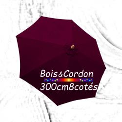 Parasol Lacanau Bordeaux 300 cm Frêne Bois&Cordon