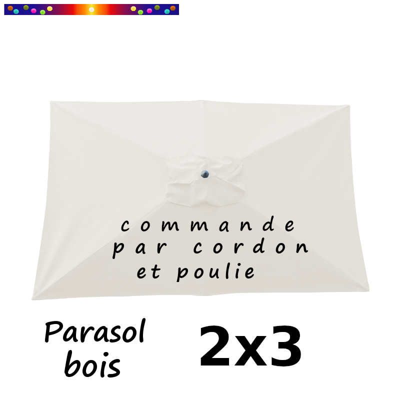 Parasol Lacanau Blanc Cassé 2x3 Bois  : vu de dessus