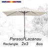 Parasol Lacanau Blanc Cassé 2x3 Bois : vu de face