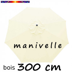 Parasol Lacanau Ecru 300 cm Bois Manivelle : Toile vue de dessus