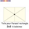 Toile Blanc Cassé pour parasol rectangle 2x3 : position des 6 baleines