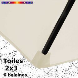 Toile Blanc Cassé pour parasol rectangle 2x3 : détail du fourreau de fixation de la toile sur la baleine