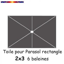 Toile de remplacement pour parasol rectangle 2x3 couleur GRIS Foncé