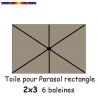 Toile Taupe pour parasol Lacanau rectangle 2x3  : position des 6 baleines