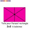 Toile Rose Fushia pour parasol Lacanau rectangle 2x3  : position des 6 baleines