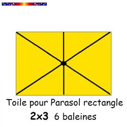 Toile Tournesol pour parasol Lacanau rectangle 2x3 : position des 6 baleines