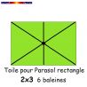 Toile Vert Lime pour parasol Lacanau rectangle 2x3 : position des 6 baleines