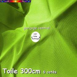 Couleur Vert Lime Ø300 cm (6 cotés-mât central Lacanau) : détail du perçage central de la toile.
