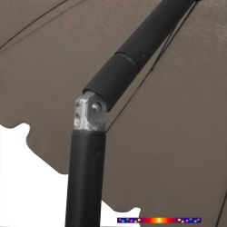 Parasol Taupe 200 cm design italien : détail en position inclinée