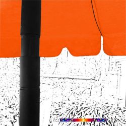 Parasol Orange Mandarine 200 cm design italien : détail de l'inclinaison du mât