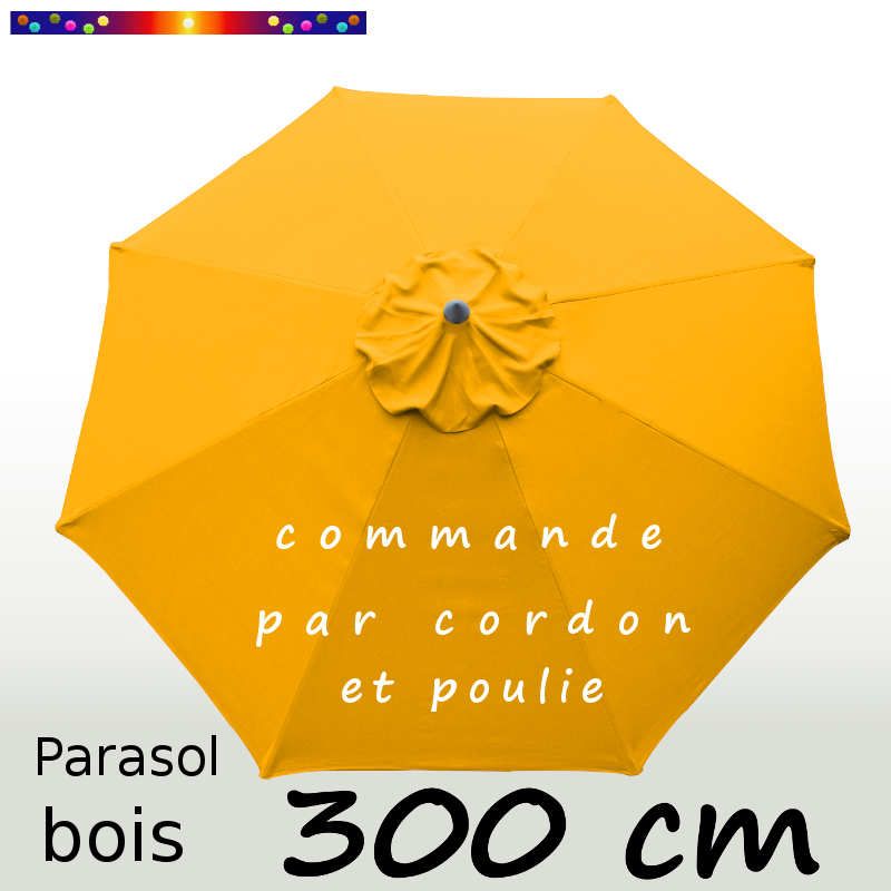 Parasol Lacanau Tournesol 300 cm Bois&Cordon : vu de dessus