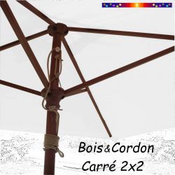 Parasol Lacanau Blanc Jasmin 2x2 Bois&Cordon : le système d'ouverture par cordon et poulie