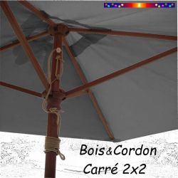 Parasol Lacanau Gris Flanelle 2x2 Bois&Cordon : le système d'ouverture par cordon et poulie