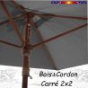 Parasol Lacanau Gris Flanelle 2x2 Bois&Cordon : le système d'ouverture par cordon et poulie