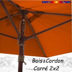 Parasol Lacanau Orange Capucine 2x2 Bois&Cordon : le système d'ouverture par cordon et poulie