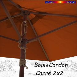 Parasol Lacanau Terracotta 2x2 Bois&Cordon : le système d'ouverture par cordon et poulie