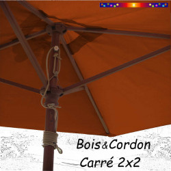 Parasol Lacanau Terracotta 2x2 Bois&Cordon : le système d'ouverture par cordon et poulie