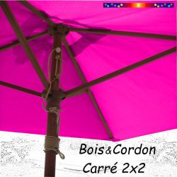 Parasol Lacanau Rose Fushia 2x2 Bois&Cordon : le système d'ouverture par cordon et poulie