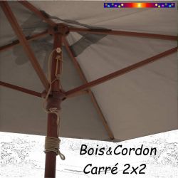 Parasol Lacanau Taupe 2x2 Bois&Cordon : le système d'ouverture par cordon et poulie