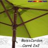 Parasol Lacanau Vert Lime 2x2 Bois&Cordon : le système d'ouverture par cordon et poulie