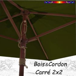 Parasol Lacanau Vert Olive 2x2 Bois&Cordon : le système d'ouverture par cordon et poulie
