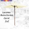 Parasol Lacanau Ecru Crème 2x2 Bois&Cordon : en position ouvert