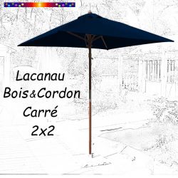 Parasol Lacanau Bleu Marine 2x2 Bois&Cordon : en position ouvert