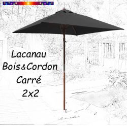 Parasol Lacanau Gris Souris 2x2 Bois&Cordon