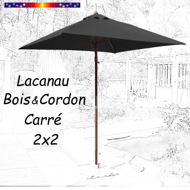 Parasol Lacanau Gris Souris 2x2 Bois&Cordon : en position ouvert