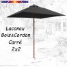 Parasol Lacanau Gris Souris 2x2 Bois&Cordon : en position ouvert