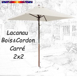 Parasol Lacanau Ecru Blanc Cassé 2x2 Bois&Cordon : en position ouvert