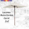 Parasol Lacanau Ecru Blanc Cassé 2x2 Bois&Cordon : en position ouvert
