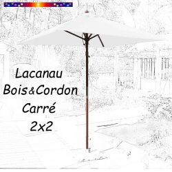 Parasol Lacanau Blanc Jasmin 2x2 Bois&Cordon : en position ouvert