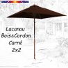 Parasol Lacanau Chocolat 2x2 Bois&Cordon : en position ouvert
