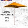 Parasol Lacanau Orange Capucine 2x2 Bois&Cordon : en position ouvert
